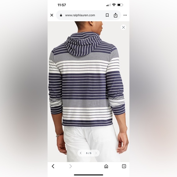 Polo by Ralph Lauren • Striped Cotton Hooded T-Shirt - Picture 2 of 9